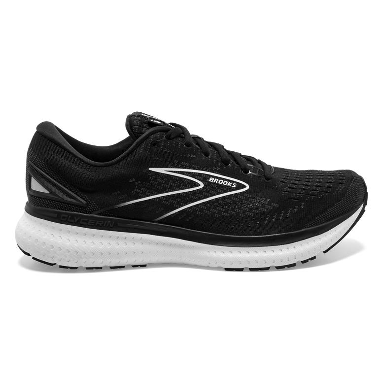 Brooks Glycerin 19 - Mens Road Running Shoes - Black/White (68423HNPY)